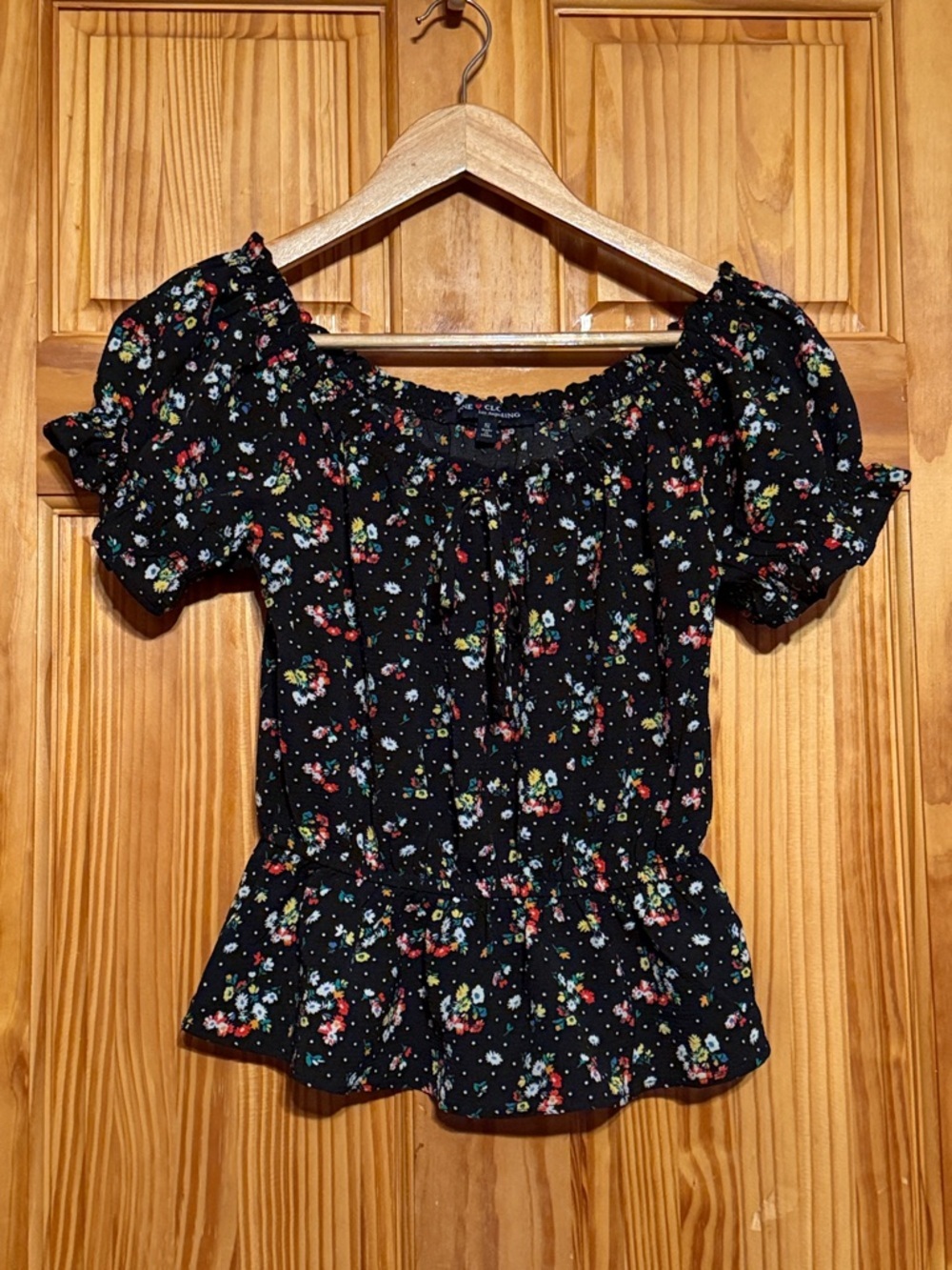 One Clothing Black Floral Peplum Blouse